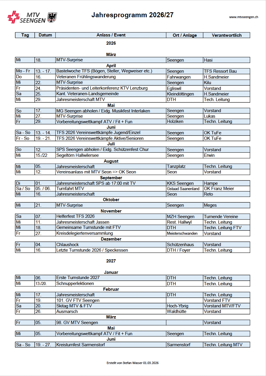 Jahresprogramm 2026